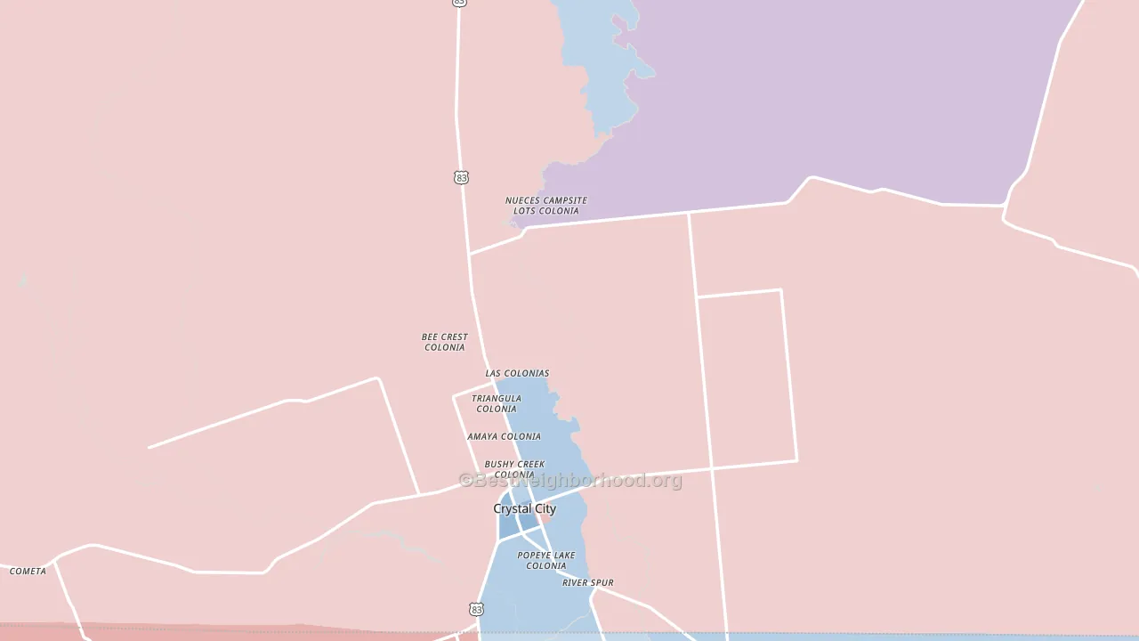Zavala County, TX block-group political-lean map