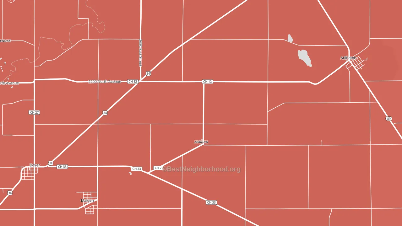 Zearing, IL block-group political-lean map