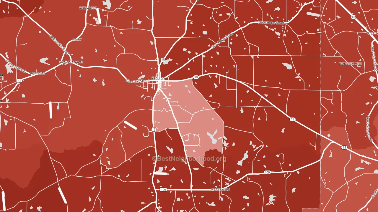 Zebulon, GA block-group political-lean map