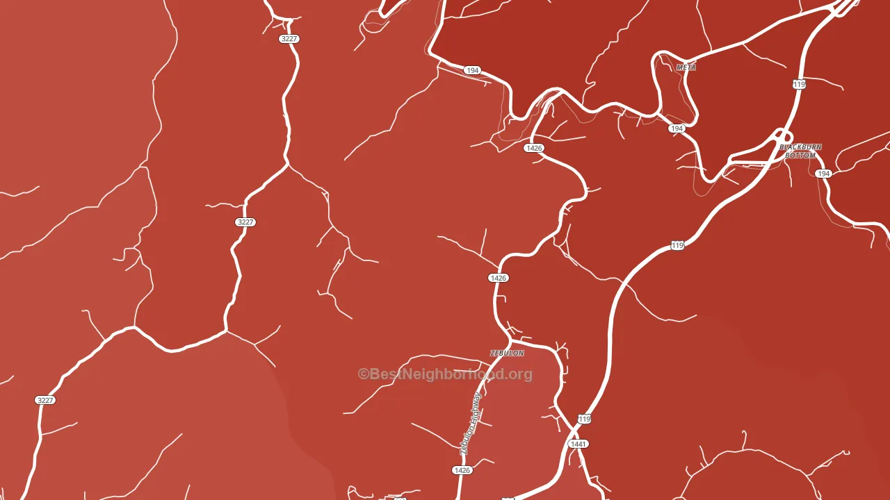 Zebulon, KY block-group political-lean map