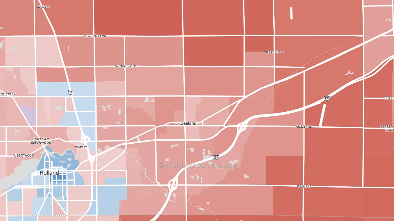 Zeeland, MI block-group political-lean map