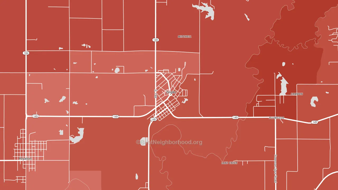 Zeigler, IL block-group political-lean map