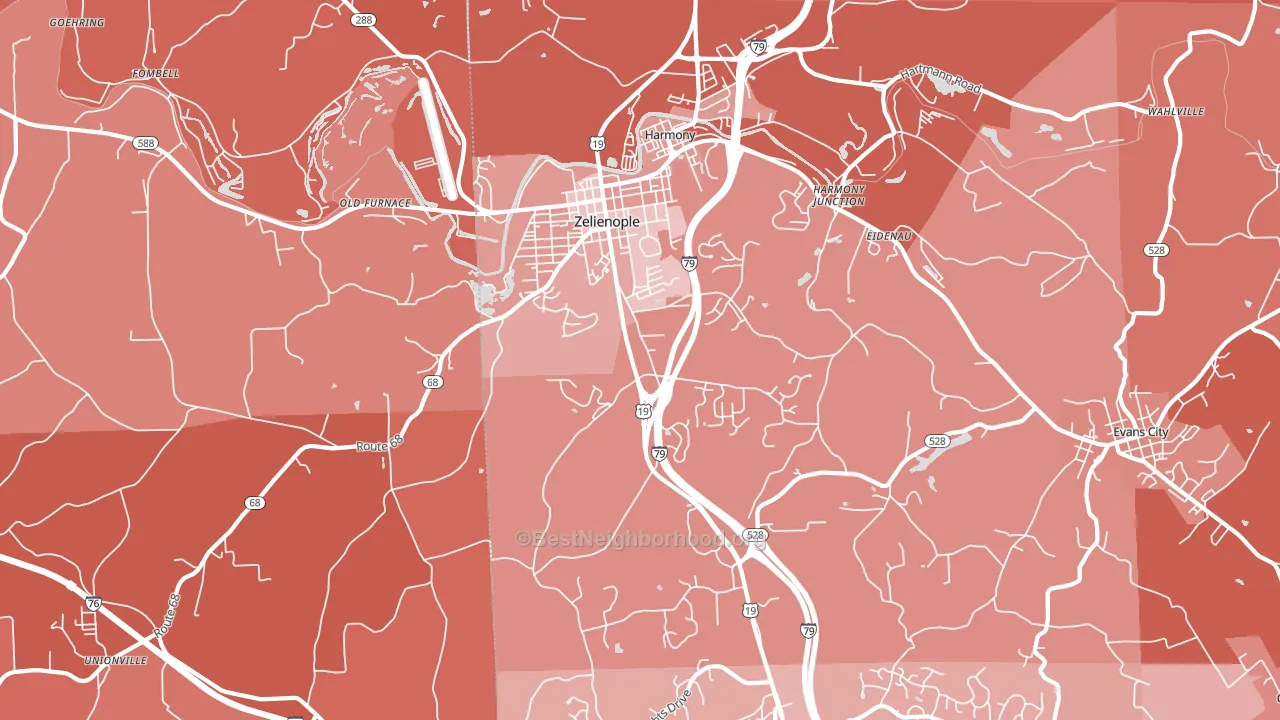 Zelienople, PA block-group political-lean map