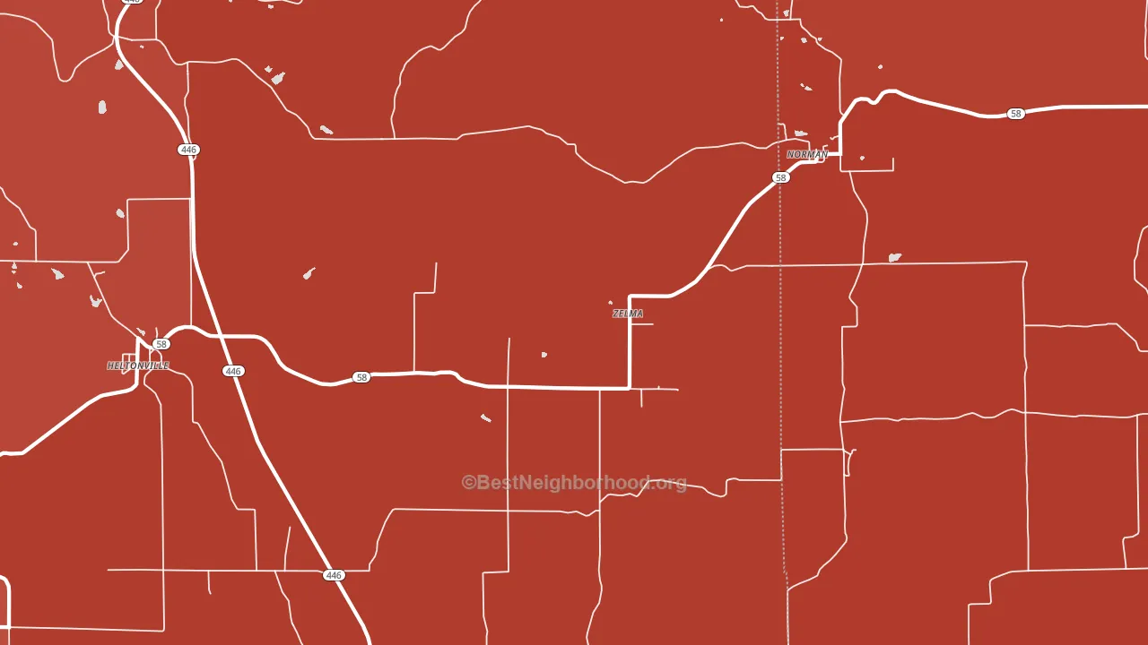Zelma, IN block-group political-lean map