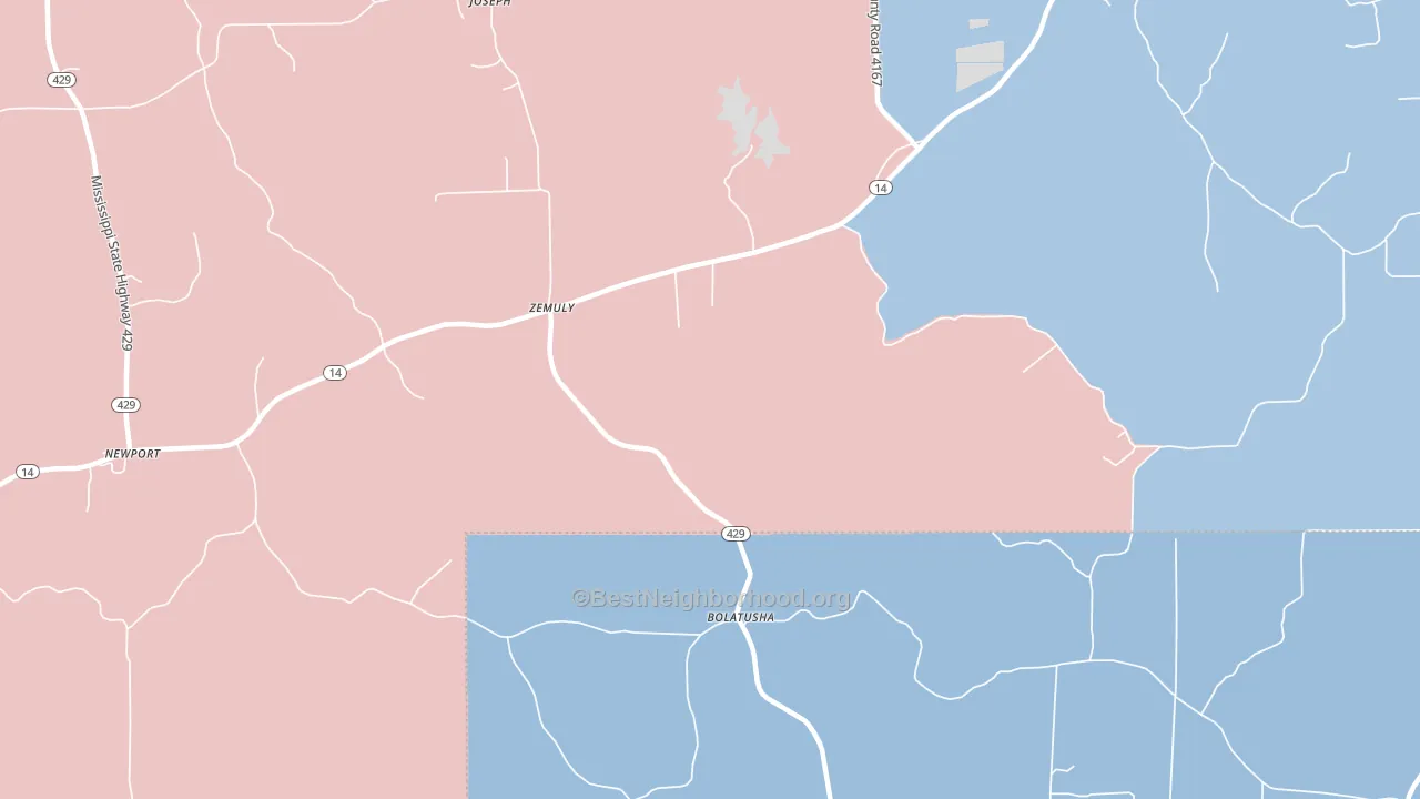Zemuly, MS block-group political-lean map