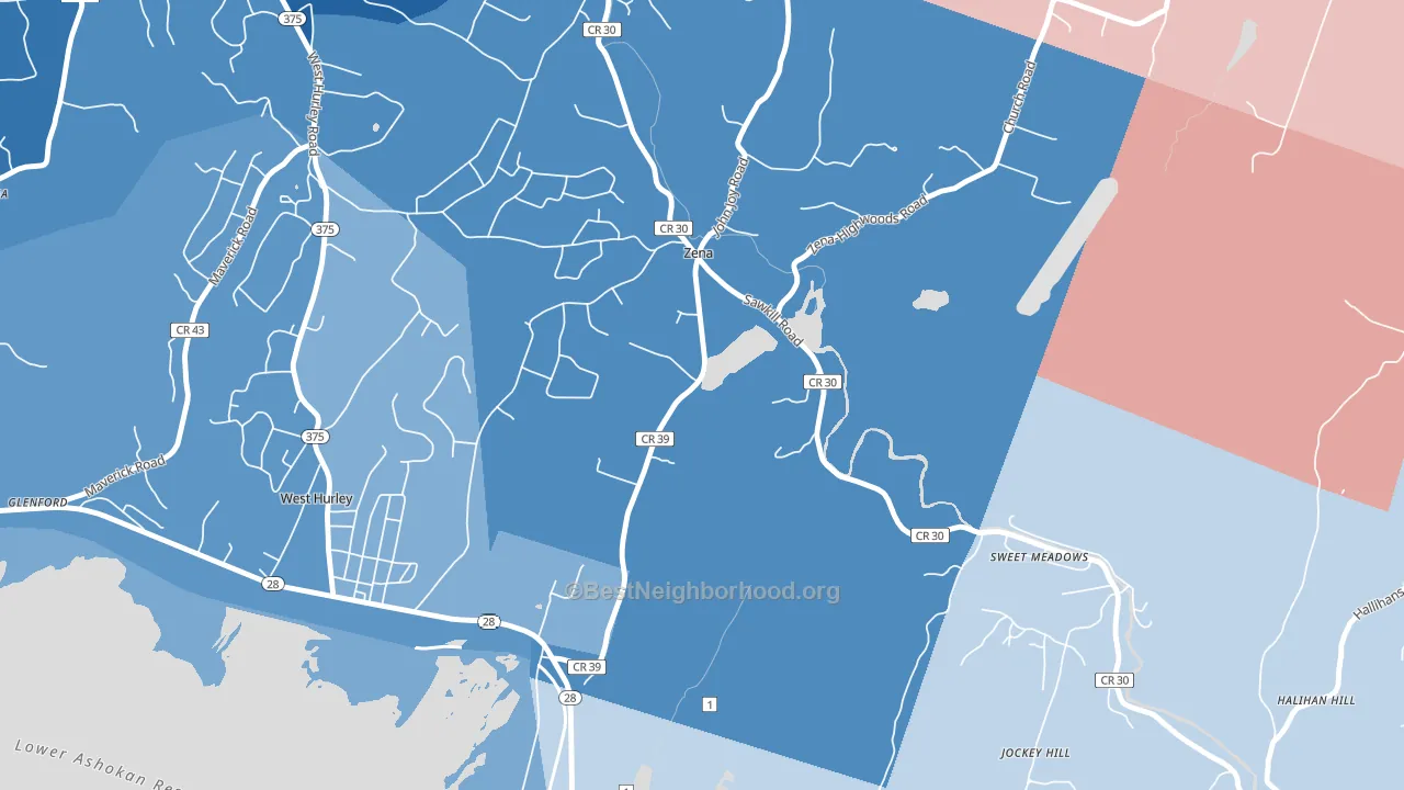 Zena, NY block-group political-lean map