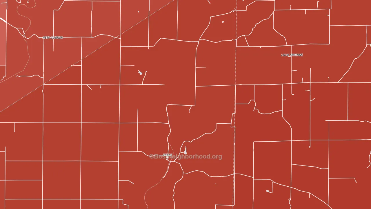 Zenas, IN block-group political-lean map