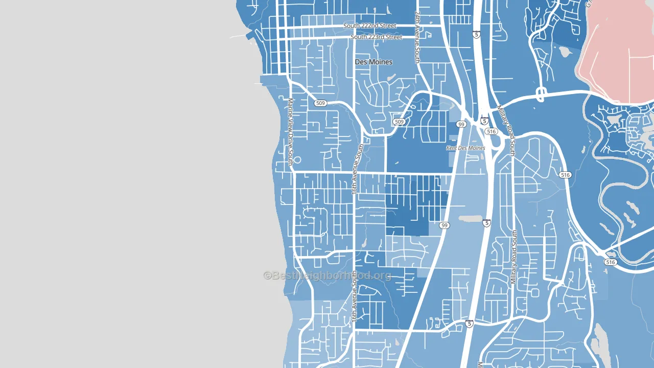 Zenith, Des Moines, WA block-group political-lean map