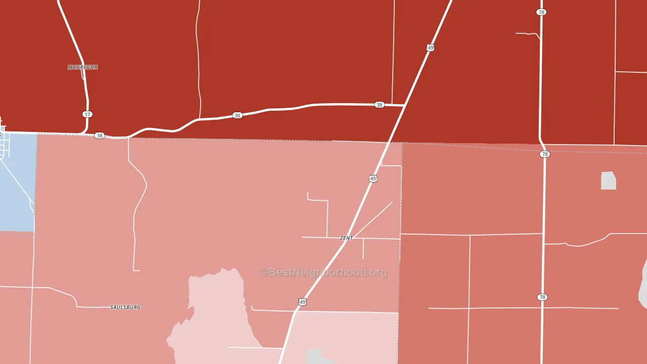 Zent, AR block-group political-lean map