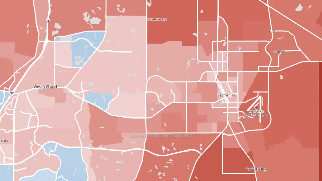 Zephyrhills, FL block-group political-lean map