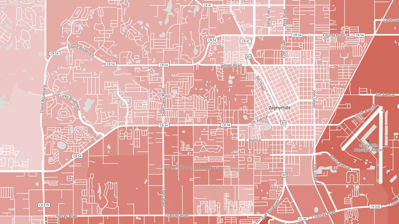 Zephyrhills West, FL block-group political-lean map