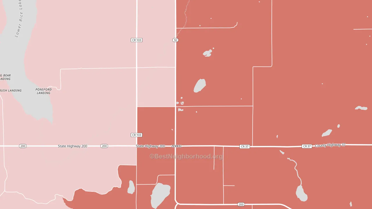 Zerkel, MN block-group political-lean map