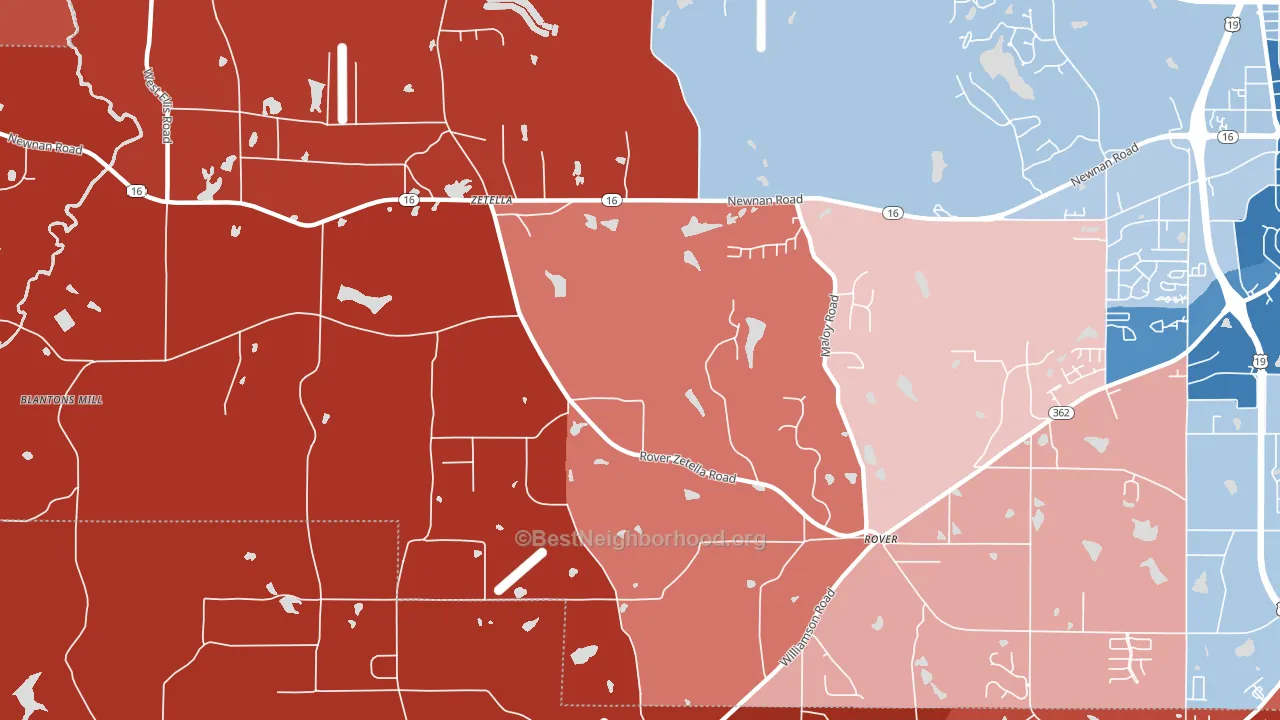 Zetella, GA block-group political-lean map