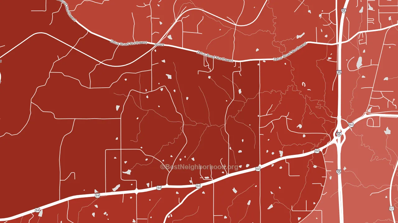 Zetus, MS block-group political-lean map