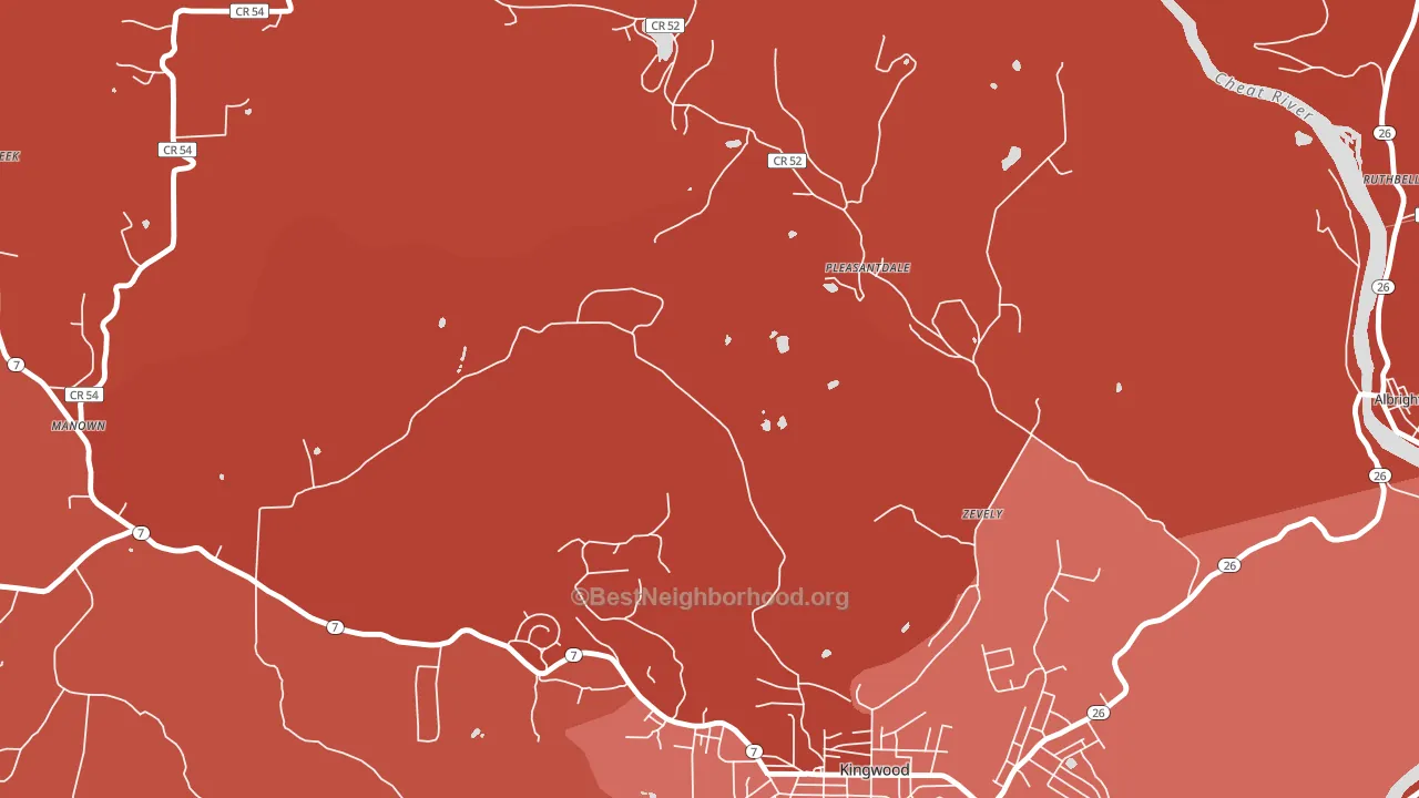 Zevely, WV block-group political-lean map