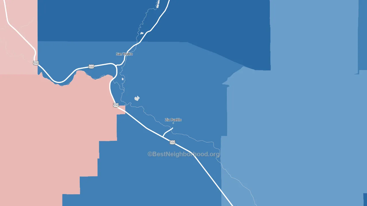 Zia Pueblo, NM block-group political-lean map