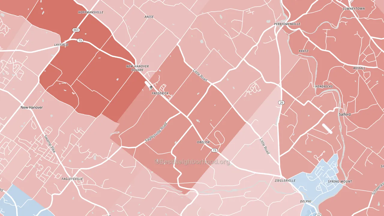 Zieglerville, PA block-group political-lean map