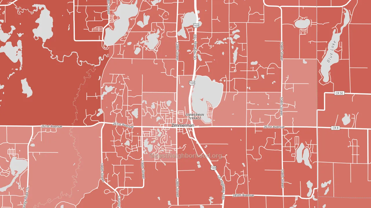 Zimmerman, MN block-group political-lean map