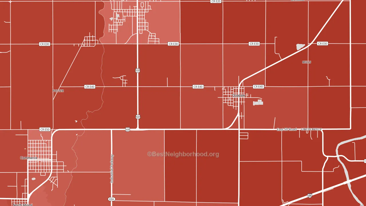 Zincville, OK block-group political-lean map
