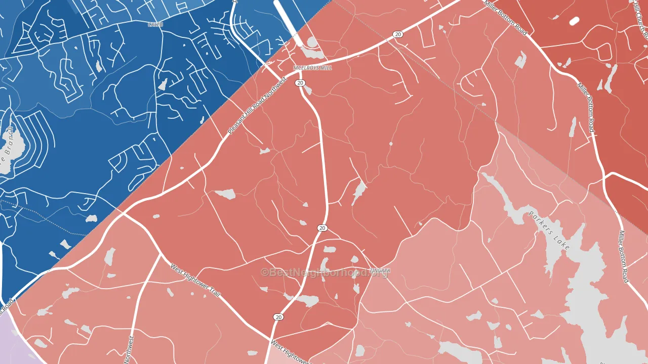 Zingara, GA block-group political-lean map