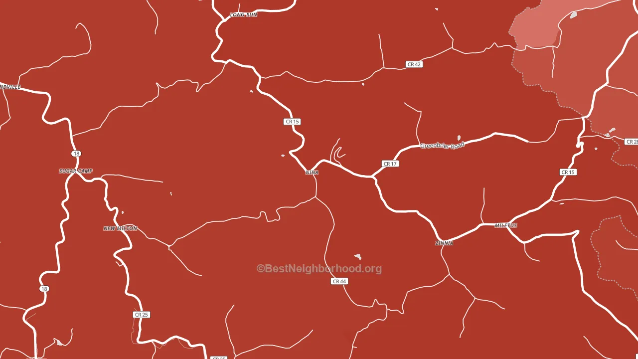 Zinnia, WV block-group political-lean map