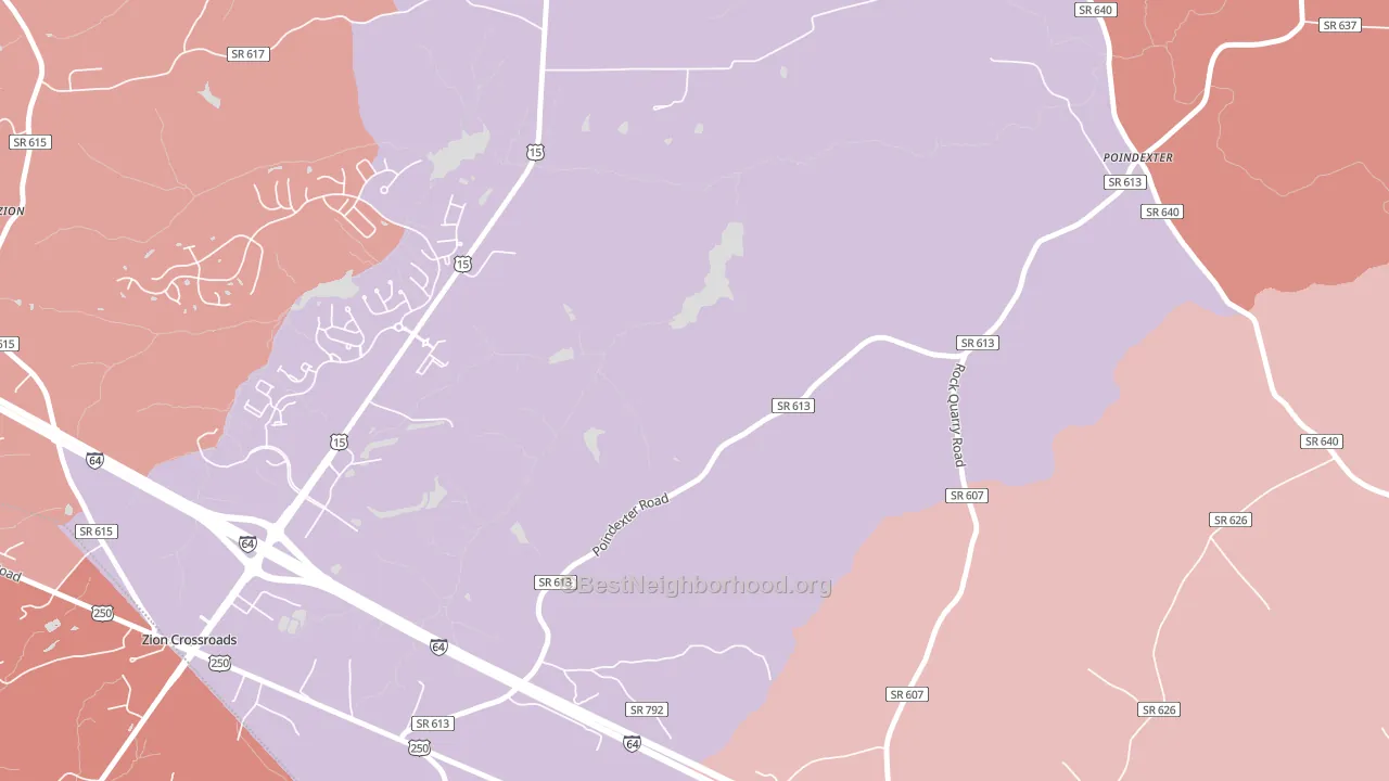 Zion Crossroads, VA block-group political-lean map