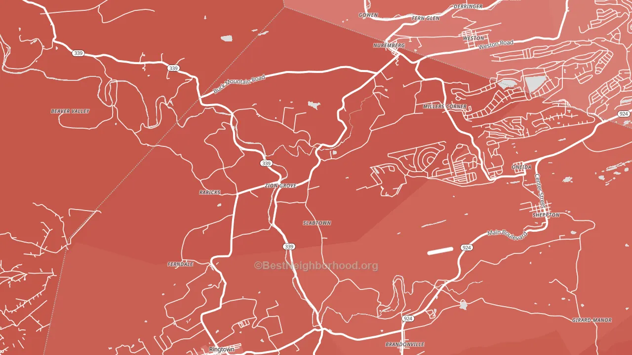 Zion Grove, PA block-group political-lean map