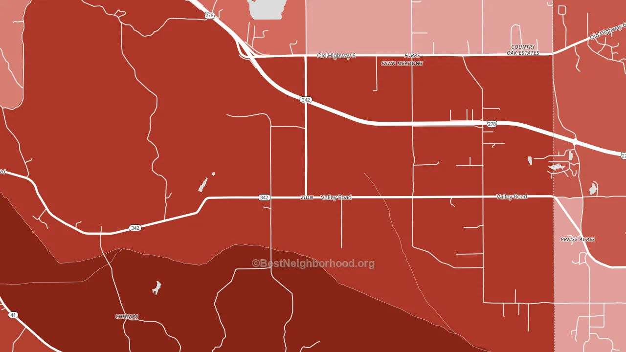 Zion, MS block-group political-lean map