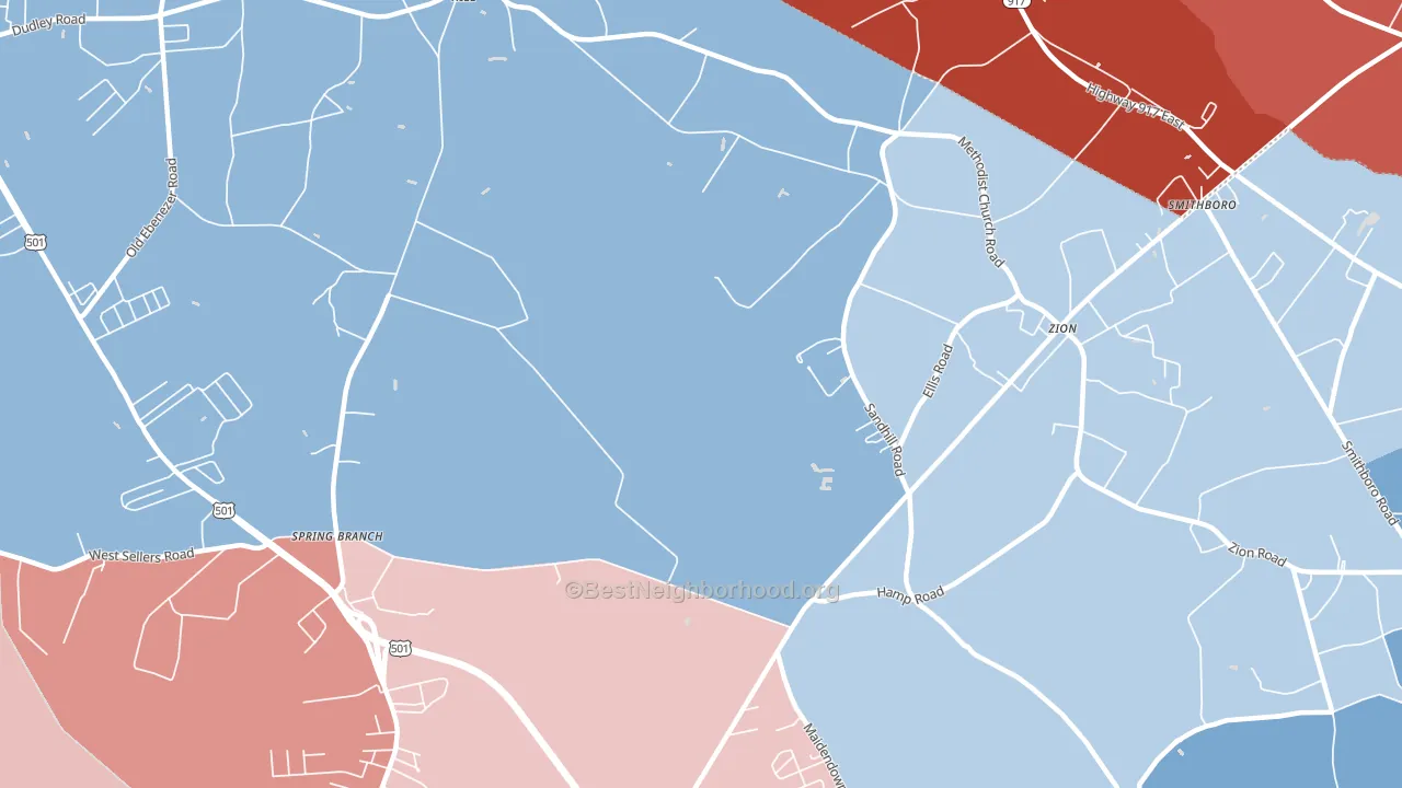 Zion, SC block-group political-lean map