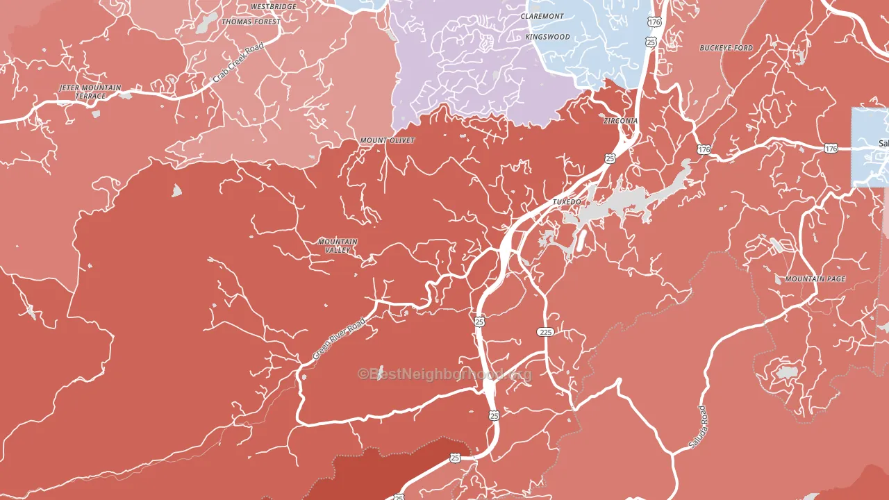 Zirconia, NC block-group political-lean map
