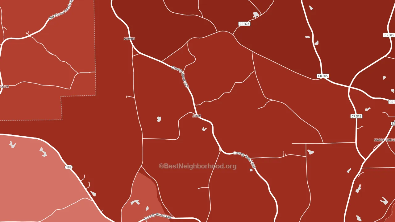 Zoar, AL block-group political-lean map