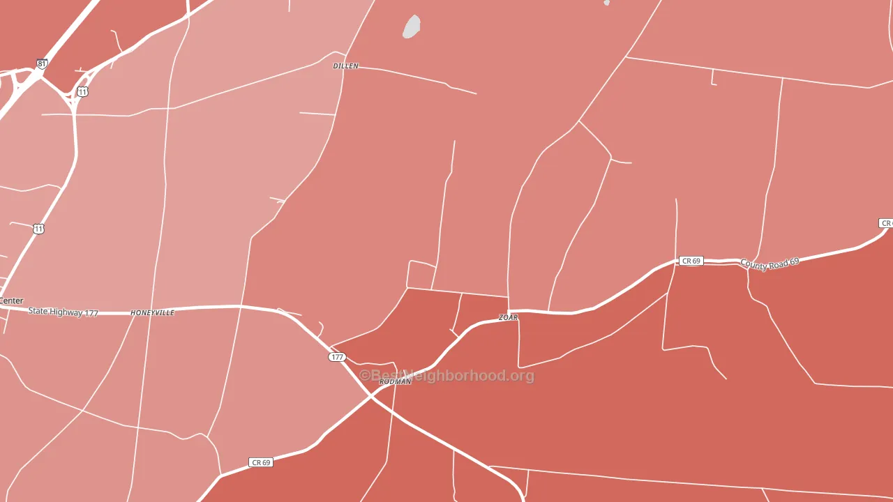 Zoar, NY block-group political-lean map