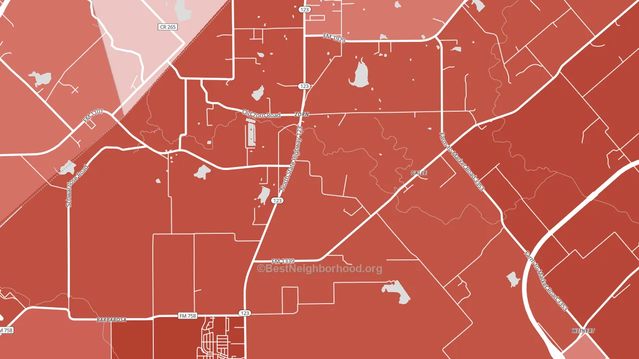 Zorn, TX block-group political-lean map