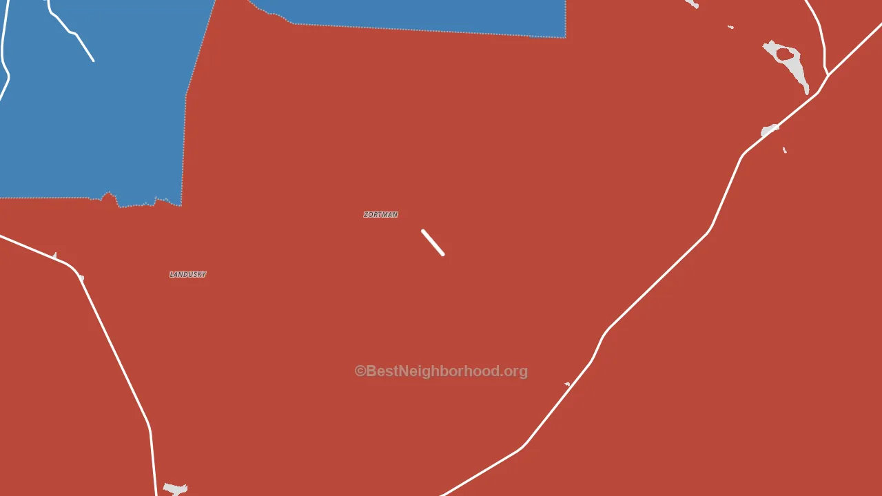 Zortman, MT block-group political-lean map