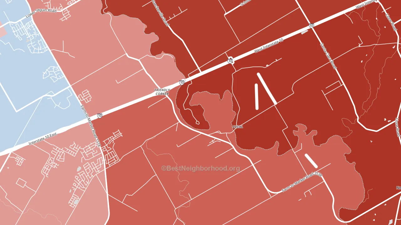 Zuehl, TX block-group political-lean map