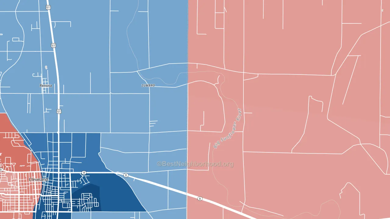 Zumbro, MS block-group political-lean map