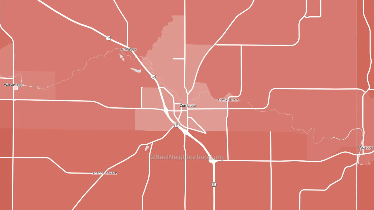 Zumbrota, MN block-group political-lean map