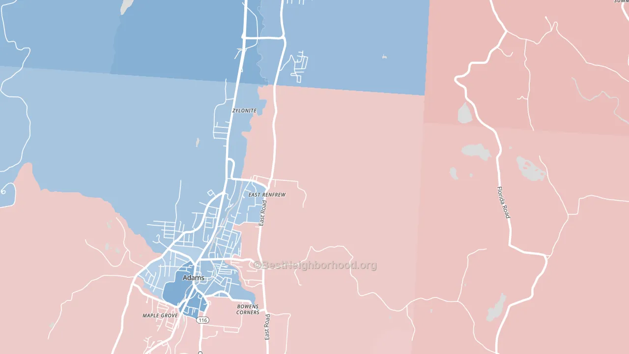Zylonite, MA block-group political-lean map