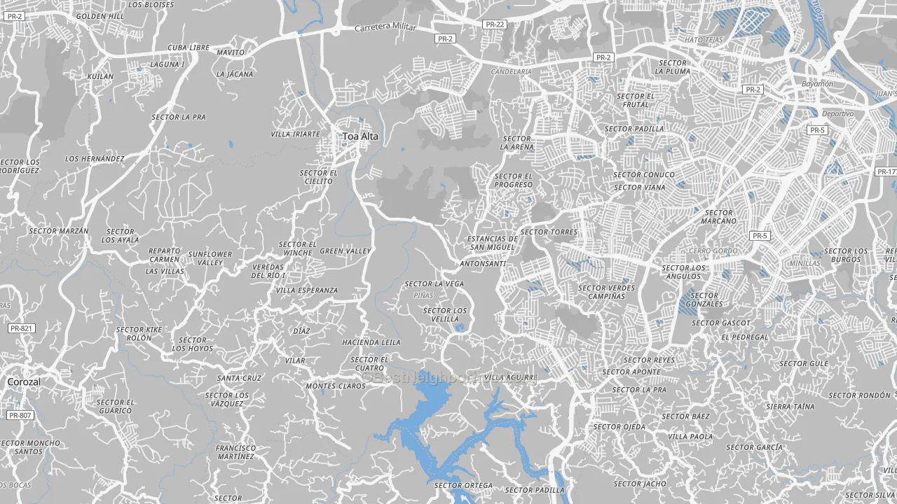 Transit Grade map of 00953, PR