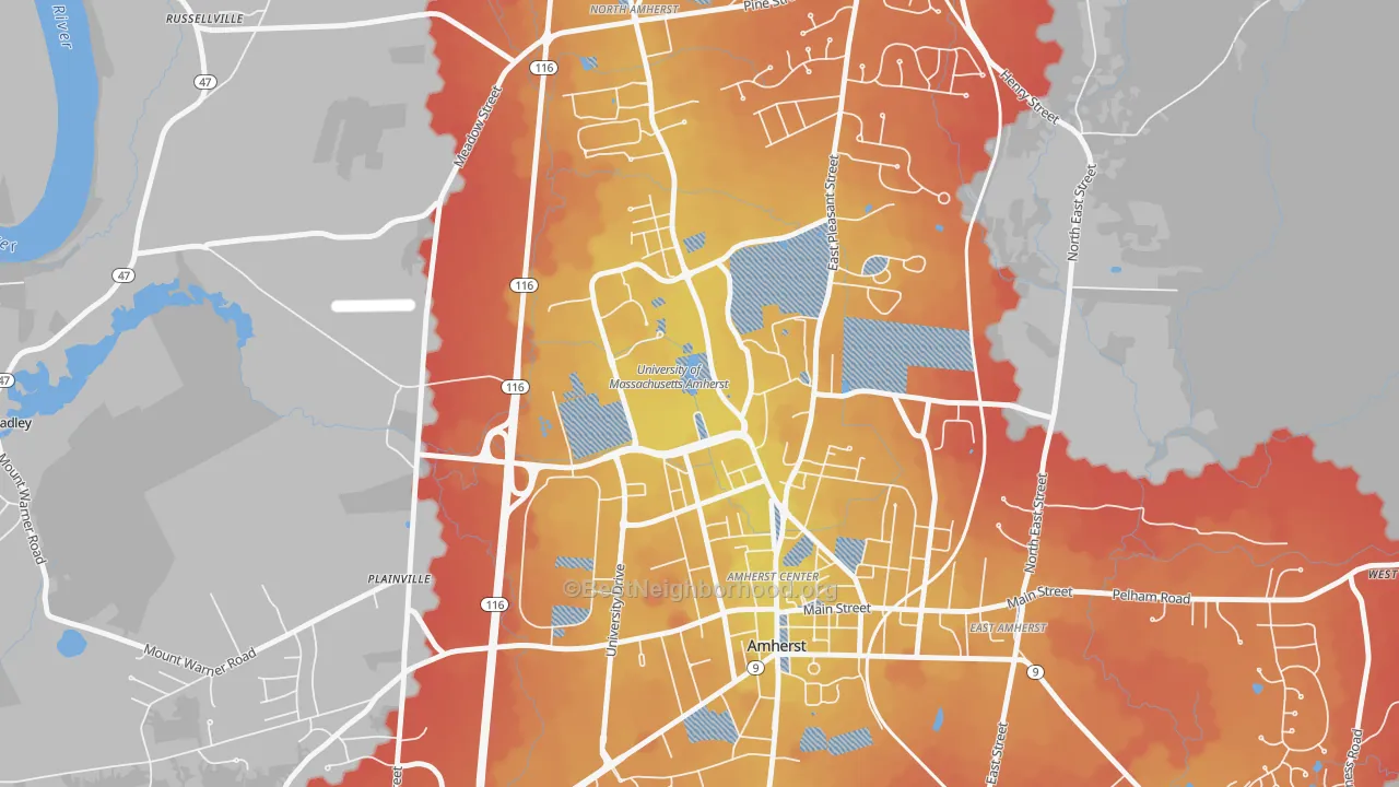 Transit Grade map of 01003, MA