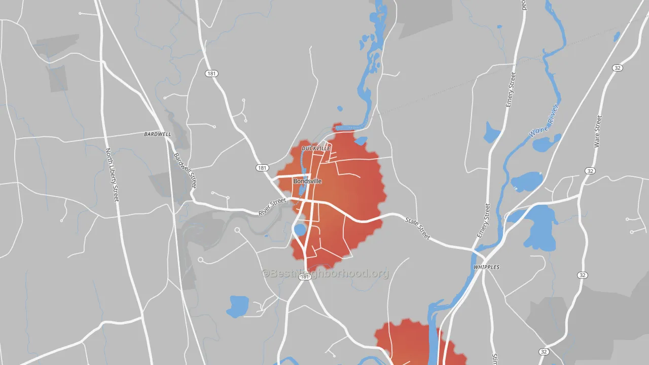 Transit Grade map of 01009, MA
