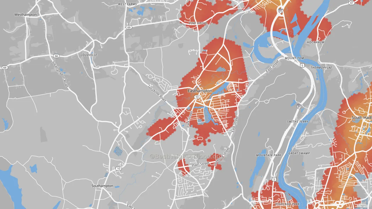 Transit Grade map of 01027, MA