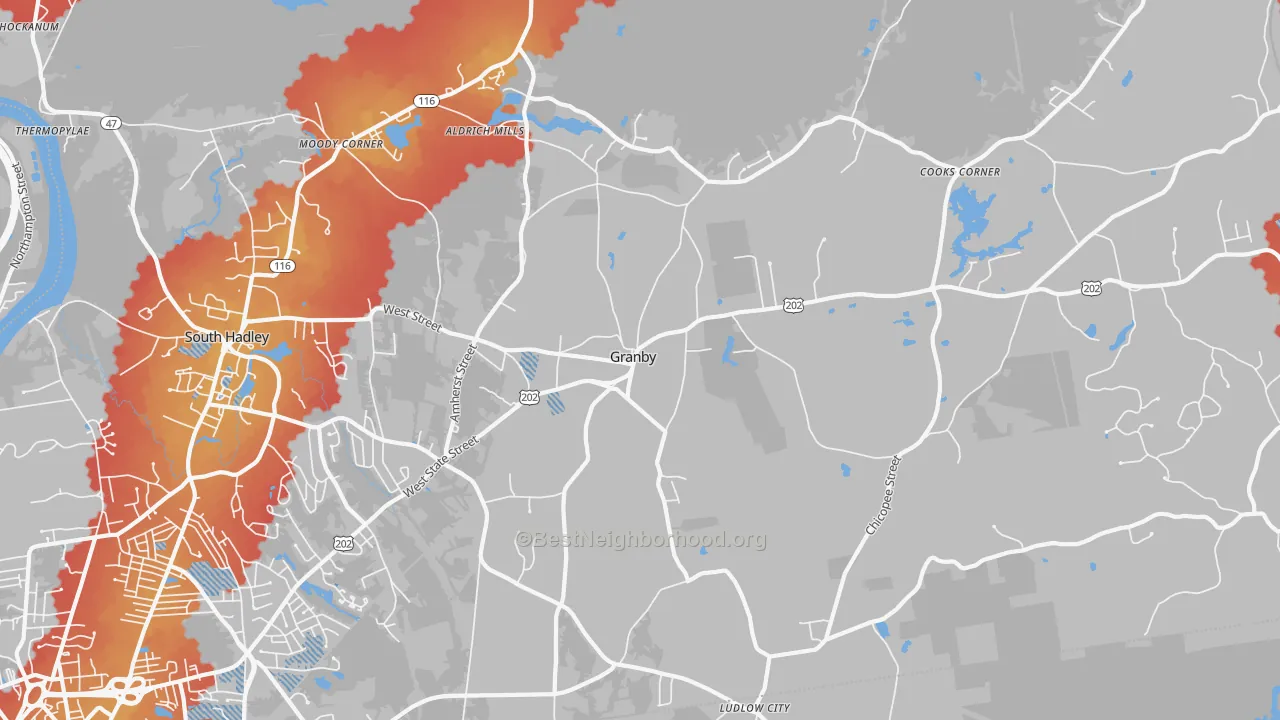 Transit Grade map of 01033, MA