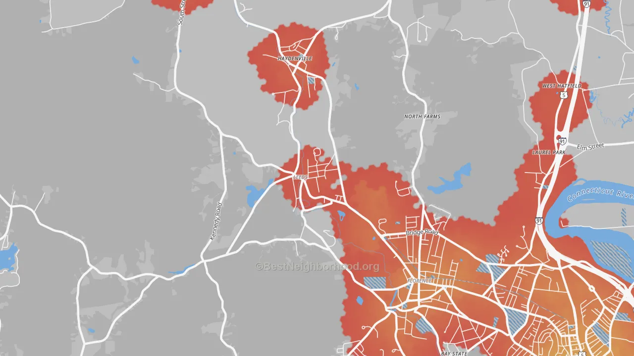 Transit Grade map of 01053, MA