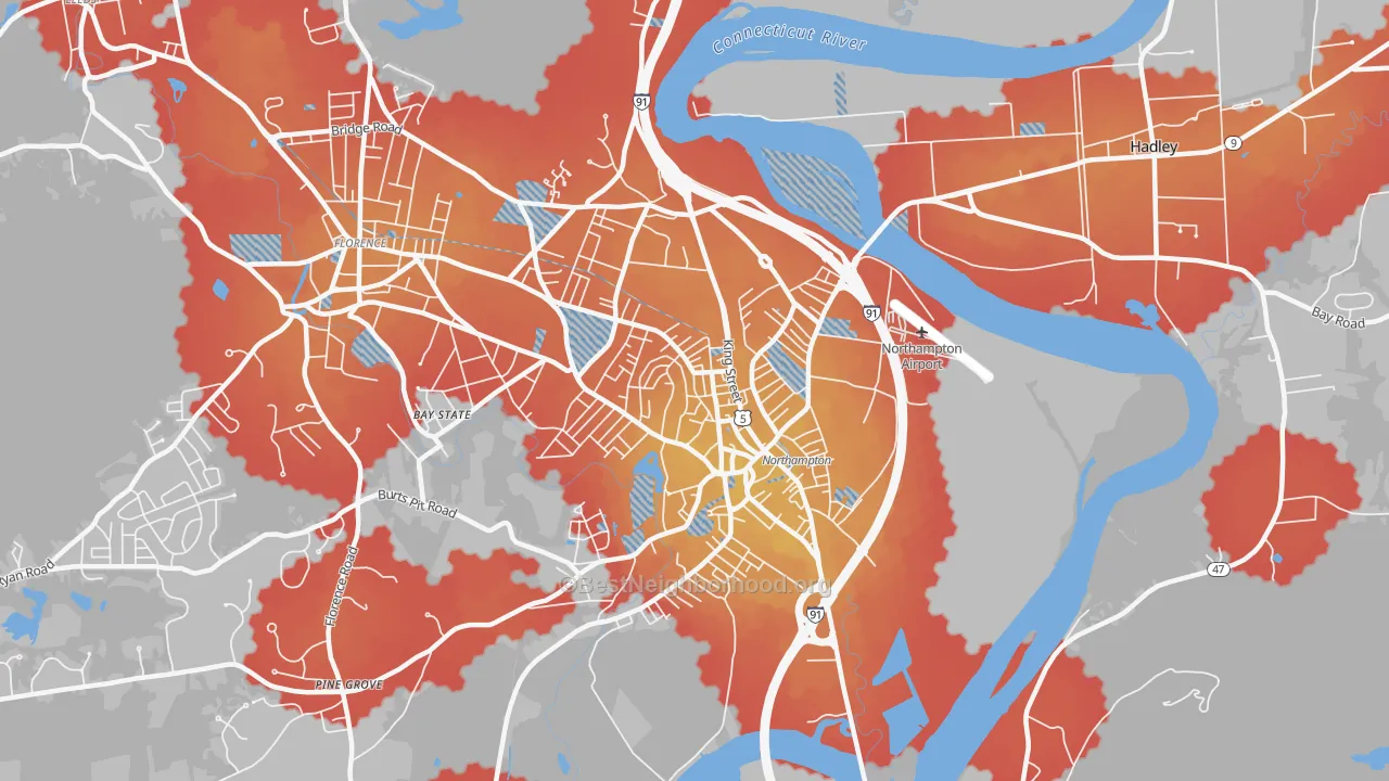 Transit Grade map of 01060, MA
