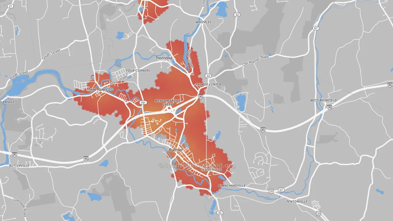 Transit Grade map of 01069, MA