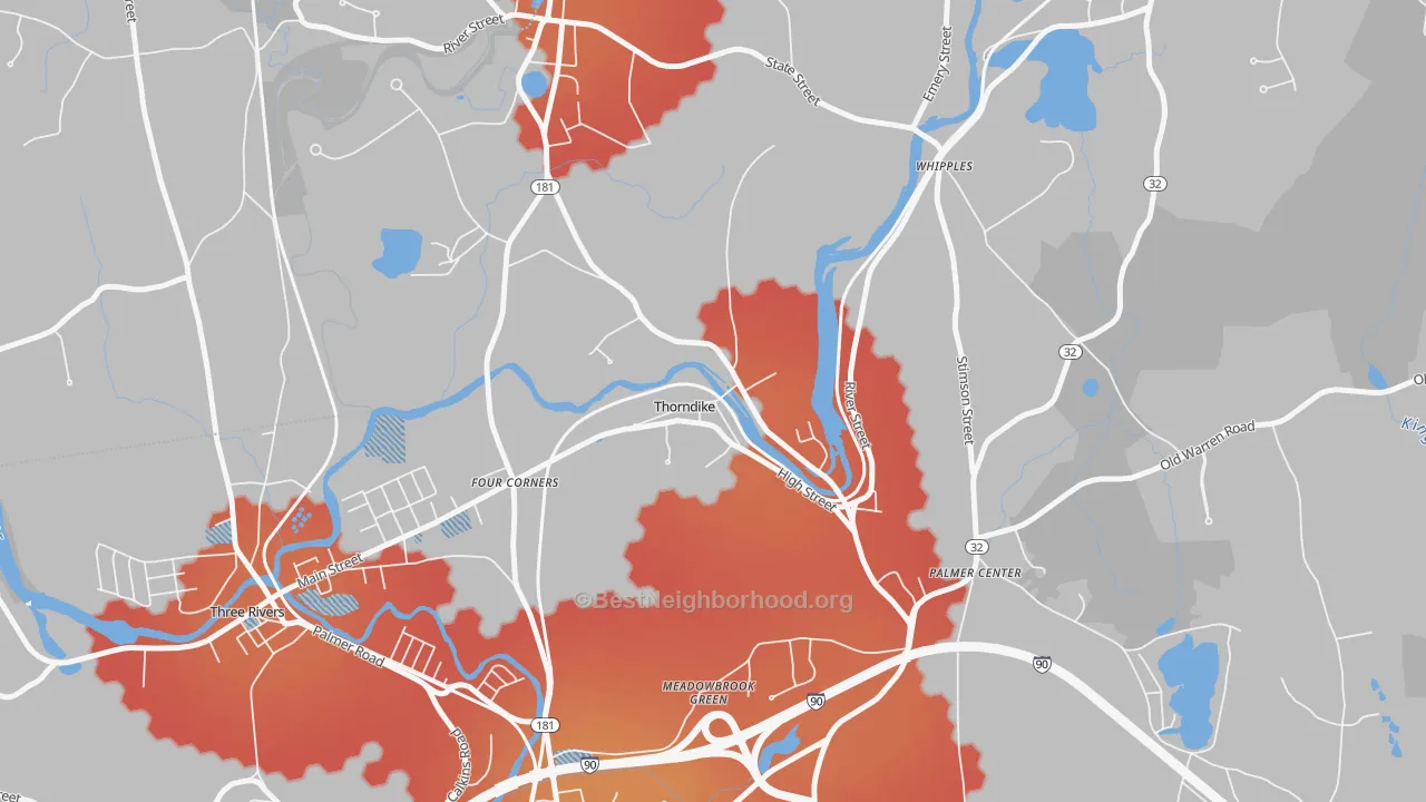 Transit Grade map of 01079, MA