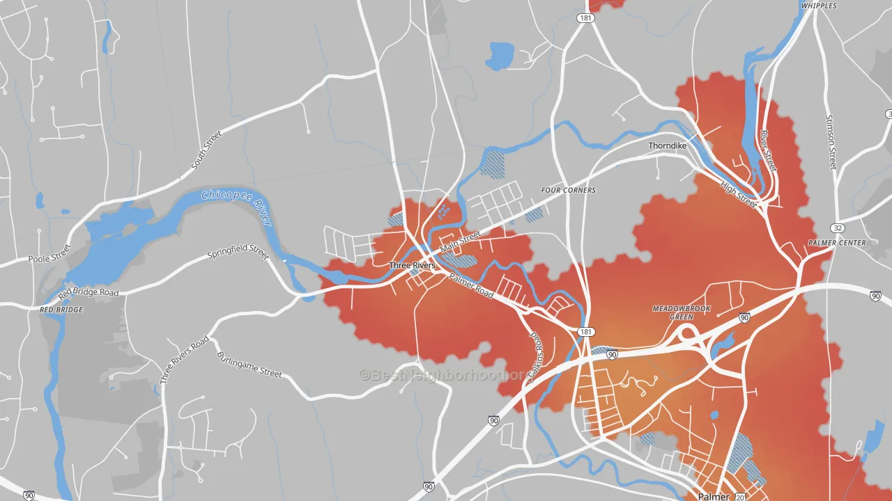 Transit Grade map of 01080, MA