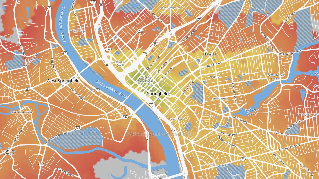 Transit Grade map of 01103, MA