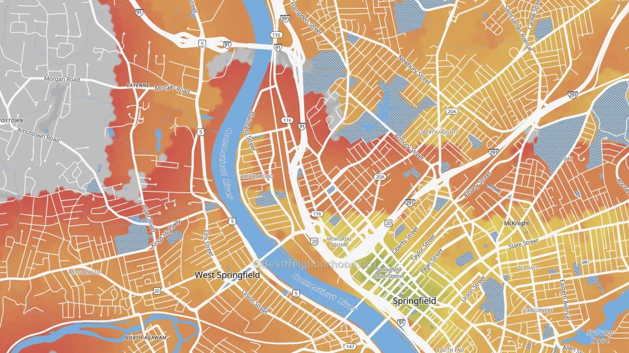 Transit Grade map of 01107, MA